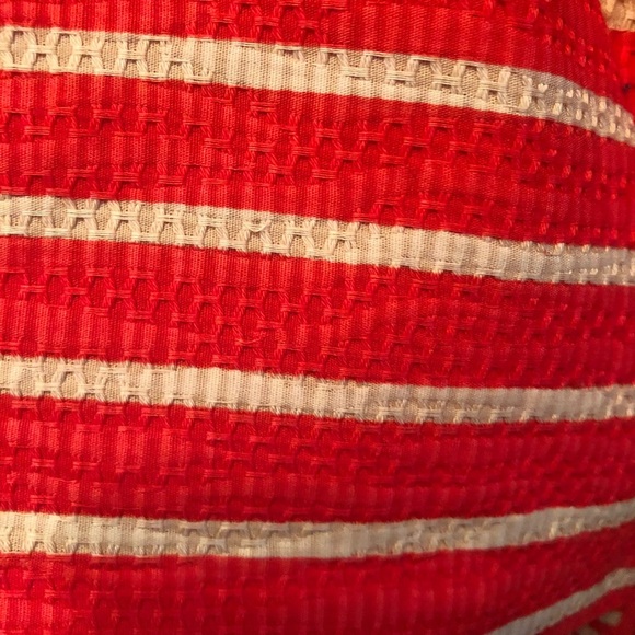 Taylor Dress orange Striped Fit & Flare Waffle Texture 50s Style/ Pockets Size 4 - Picture 4 of 10